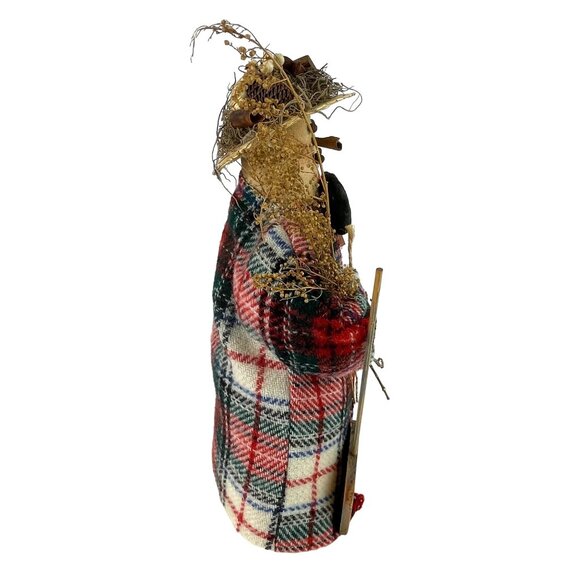 Handmade Rustic Country Christmas Winter Snowman Stump Doll Decor Let it Snow - Picture 4 of 16